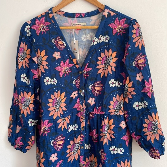 NWT Marine Layer Willow Midi Dress Blue Floral Size Large - Picture 4 of 9